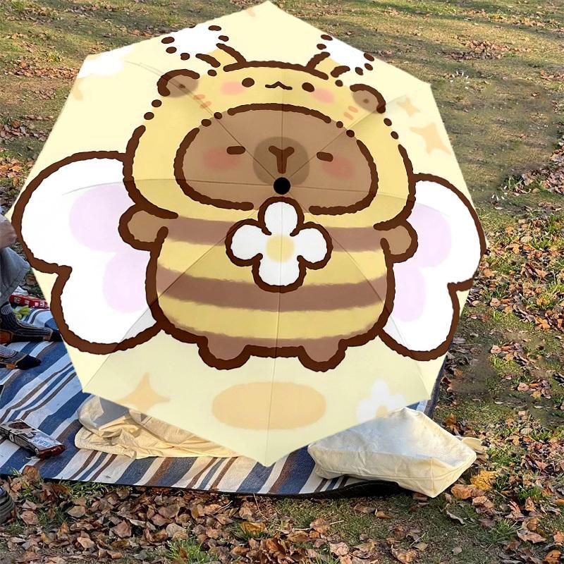 1PC Bee Flower Umbrella-8-Rib Reinforced, Automatic Open, Lightweight & Durable, Cute Fashion Accessory for Outdoor-Y0342