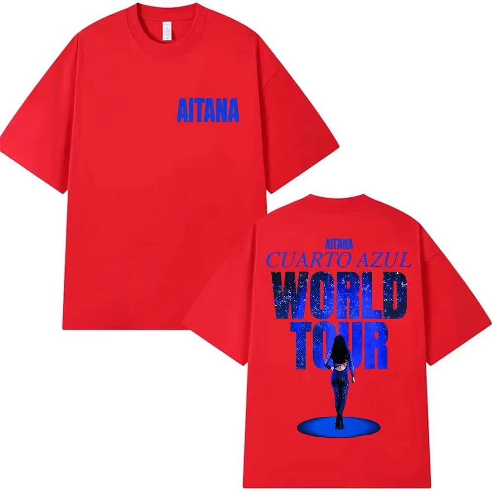 Aitana Cuarto Azul World Tour 2026 summer Graphic TShirt Men Hip Hop Pop Fans Clothing Vintage pure Cotton Shortsleeved top