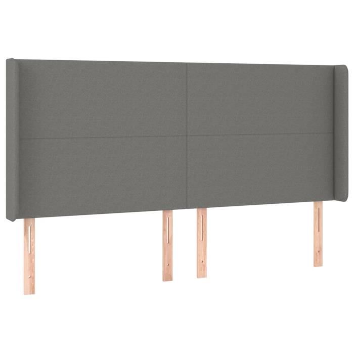 VidaXL Headboard with Ears Dark Grey 203x16x118-128 Cm Fabric3119323