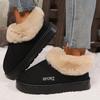 Anti-slip Thick Plush Snow Boots Women Faux Suede Platform Fur Winter Boots Woman Slip On Warm Cotton Padded Shoes Female 45