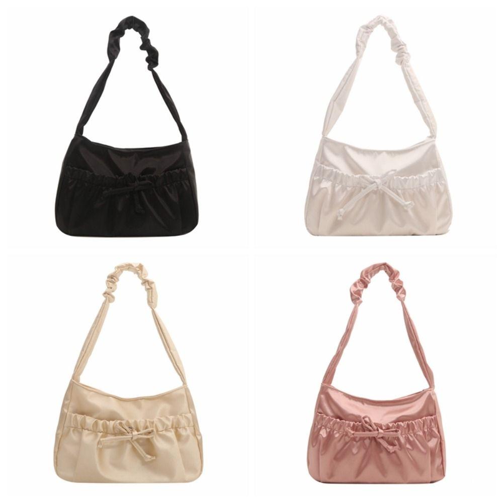 Korean Style Pleated Hand Bag Bow Fashion Underarm Bag Elegant INS Shoulder Bag Women