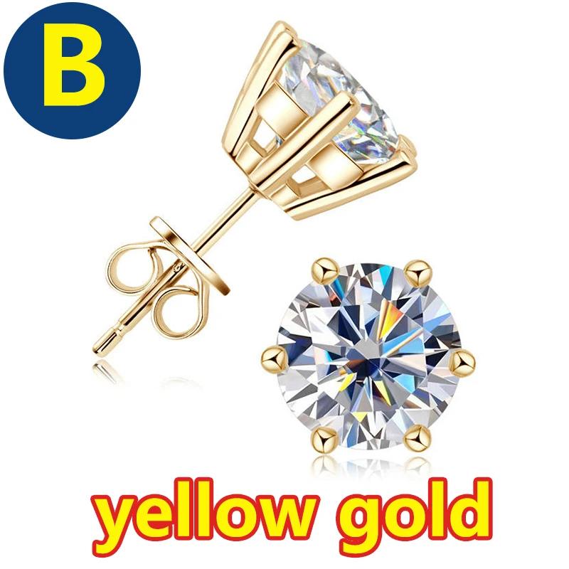 Серьги-гвоздики GRA Moissanite, стерлинговое серебро 925 пробы, лабораторный бриллиант, моссанит, серьги для женщин и мужчин, муассанит, 1 карат, 2 карата