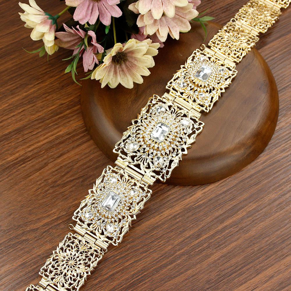 Золотой Цвет Кристалл Пояс Леди Невеста Свадебный Пояс Ювелирные Изделия Украшенные Цепи Талии