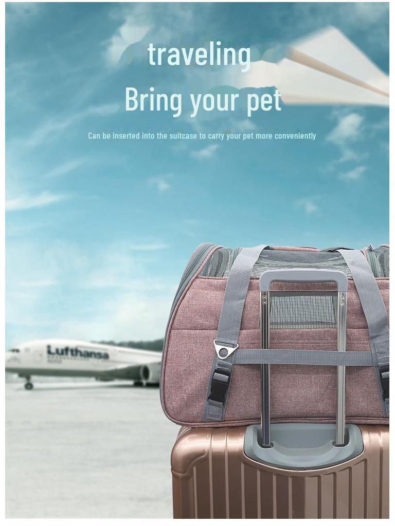 Qisheng LDLC Большая вместительная дышащая складная сумка для путешествий для домашних животных на одно плечо