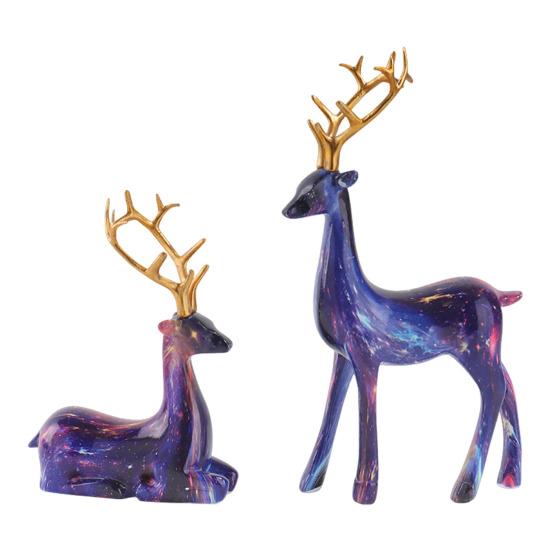 2 шт. смоляного украшения оленя, стоящего оленя и лежащего оленя, скульптура настольная фигурка оленя для