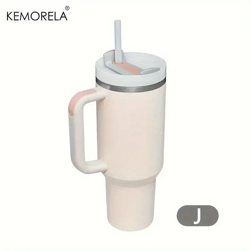 40 унций 304 Стальная Термобутылка для Воды Термокружка для Кофе в Машину Холодные Кружки Термос с Ручкой и Соломкой Для Спорта