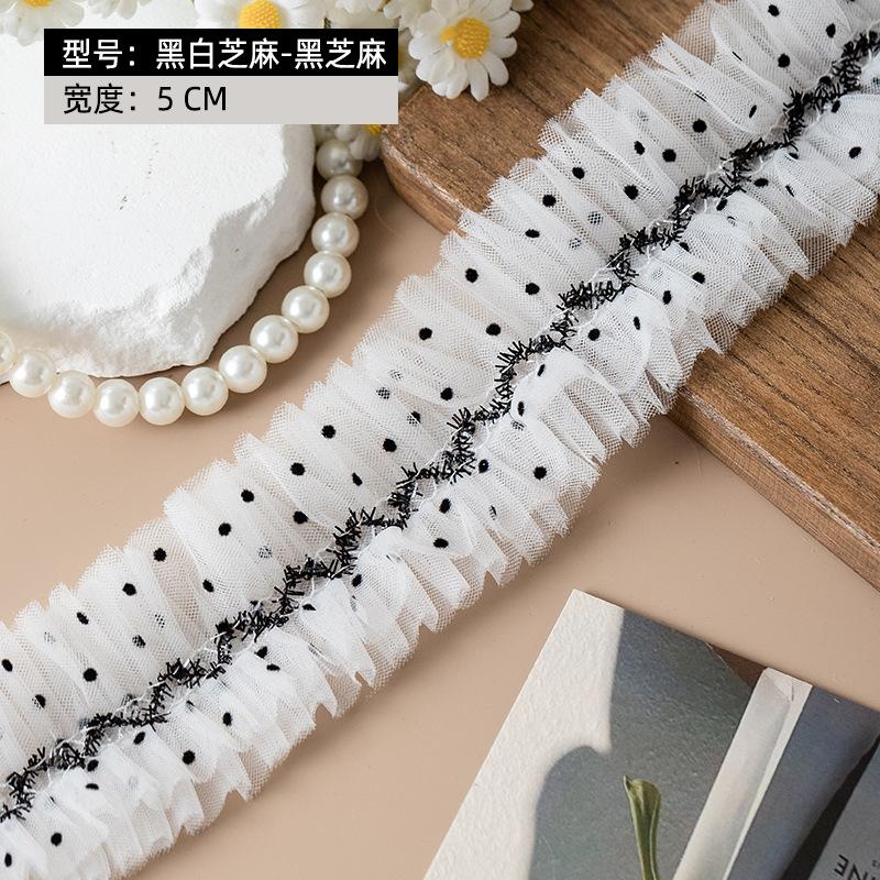 3 метра/партия, 5 см в ширину, 4 слоя, черно-белая плиссированная сетка, кружево, одежда, воротник, манжеты, пояс, декоративные аксессуары