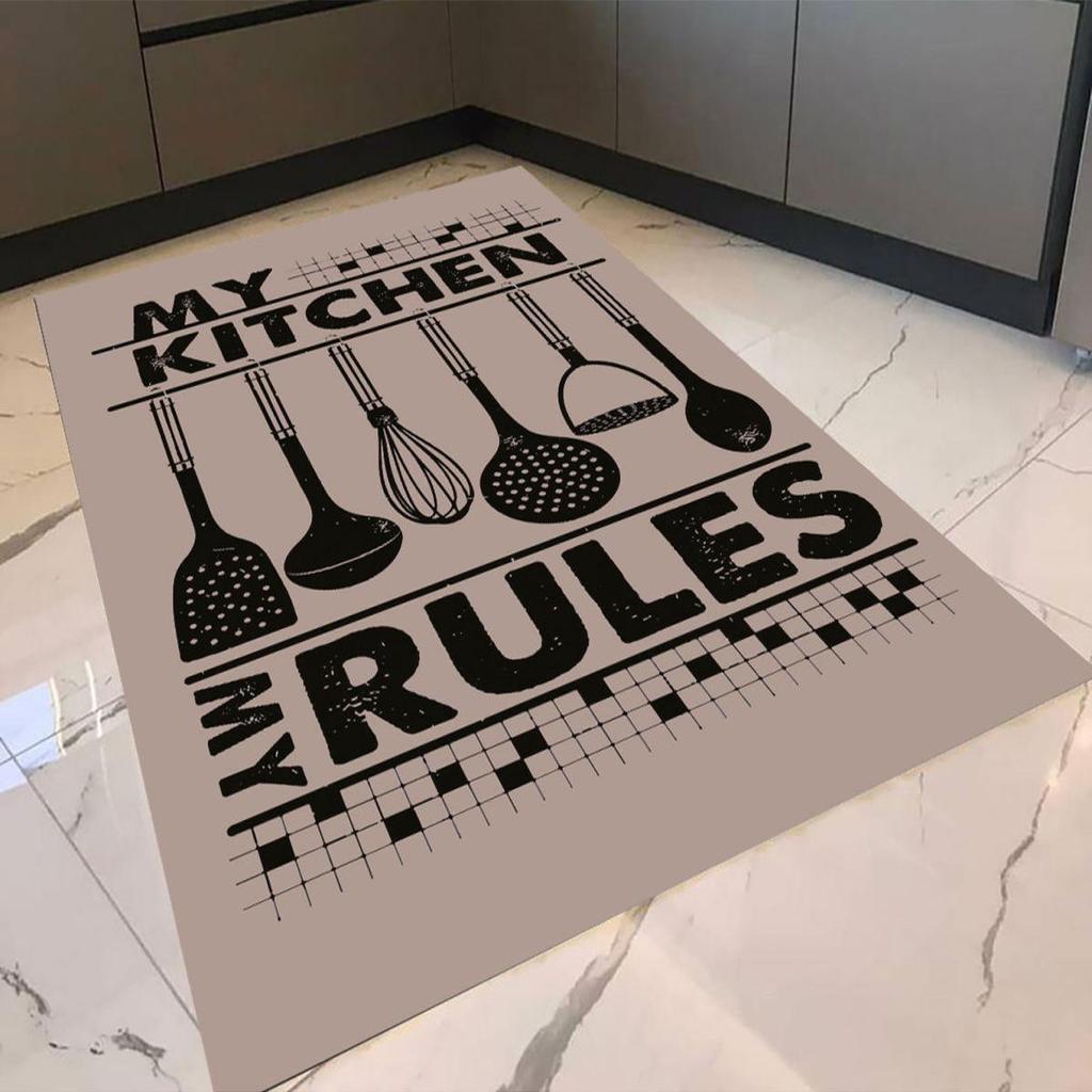 Epeddler Home Modern My Kitchen My Rules Digital Printing Non-Slip Dot Base New Generation Living Room, Kitchen, Hallway Carpet and Runner