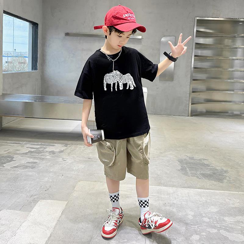 Детская повседневная хлопковая футболка, летний модный топ для мальчиков