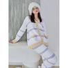 Soft Autumn and Winter New Half-velvet Striped Cardigan Warm V-neck Outerwear Women's Pajamas Home Wear
