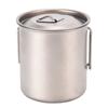 Titanium Cup 420ml High Temperature Resistance Portable Outdoor Camping Mug with Lid Folding Handle
