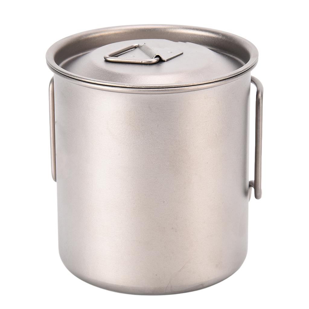 Titanium Cup 420ml High Temperature Resistance Portable Outdoor Camping Mug with Lid Folding Handle