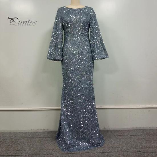 Женское вечернее платье с рукавами-колокольчиками, пайетками, А-силуэта, облегающего кроя, глубоким вырезом, V-образным вырезом, макси-платье со средней талией и застежкой-молнией сзади, выпускное платье