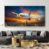 Airplane Posters and Prints Nordic Sunset Lights Airplane Canvas Painting Wall Art Pictures for Living Room Home Decor No Frame