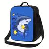 1pc Star Shark Design Insulated Lunch Bag - Waterproof Polyester, Reusable & Durable, Ideal for Camping, Picnics & Beach