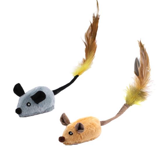 Cat Toy Rechargeable LED Interactive Simulation Mouse Toy Realistic Moving Mouse with Feather