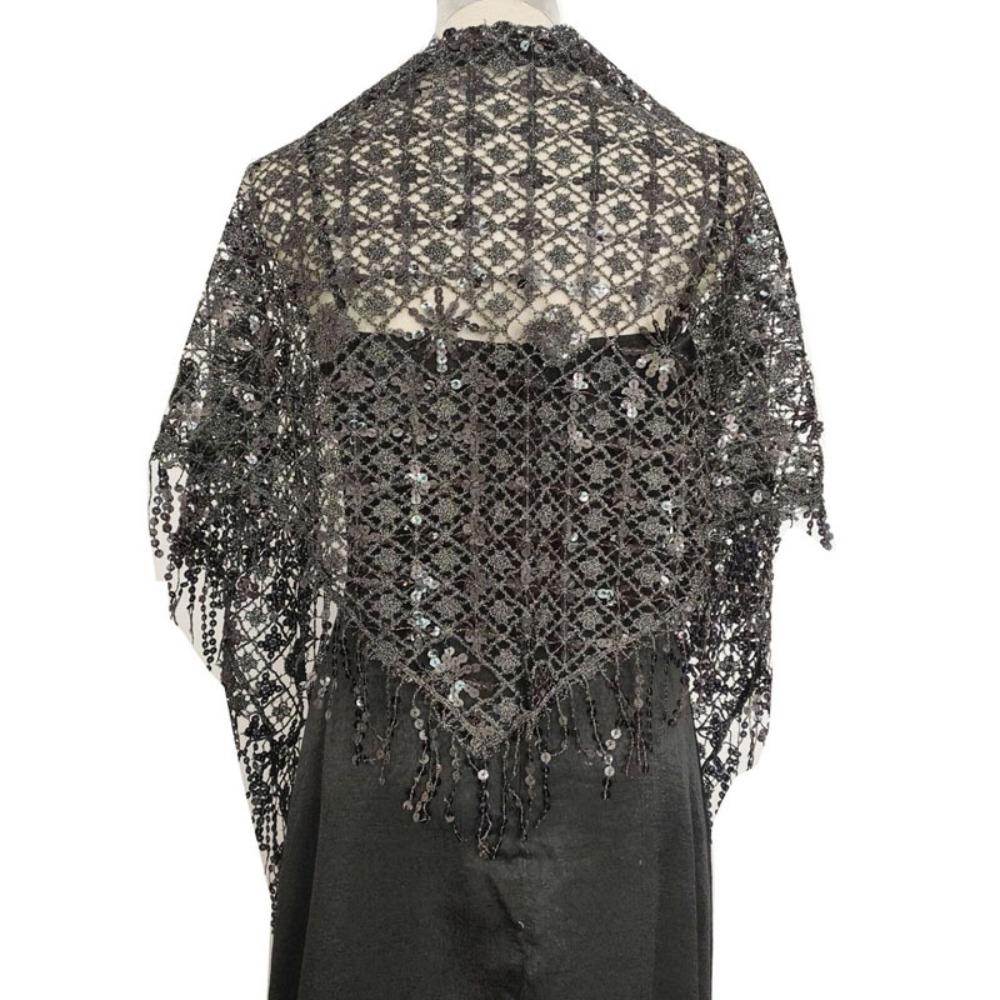 Sequins Triangle Shawl Capes Belly Dancing Scarf Shiny Sequins Tassel Shawls  Belly Dancing Belt