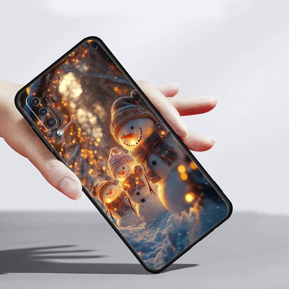 Рождественский снеговик Чехол для телефона для Samsung Galaxy A56 A36 A26 A16 A34 A24 A42 A22 A20 A12 A40 A30 A10 5G Мягкий ТПУ Чехол-оболочка Сумки