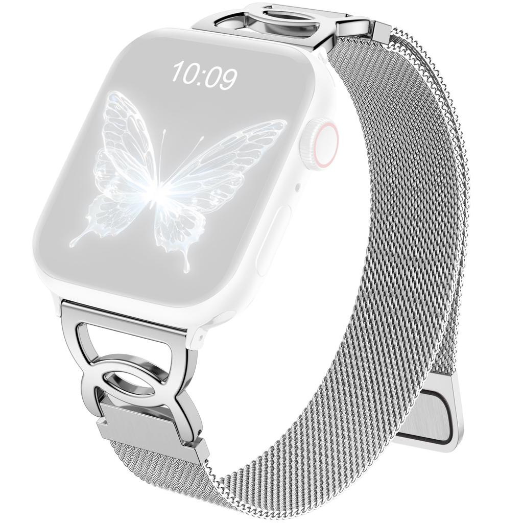 Ремешок для Apple Watch Series 10 9 8 7 SE 6 5 4 3 2 1 42мм 41мм 40мм 38мм Миланская петля Магнитная застежка Металлический ремешок из нержавеющей стали