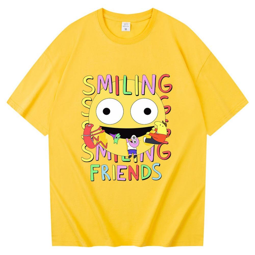 Футболка с принтом мультфильма Smiling Friends Удобная летняя футболка для мужчин и женщин Хлопок Высококачественные футболки Манга Смешные футболки