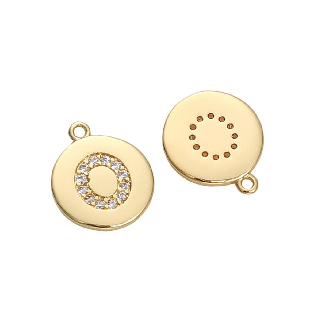 Copper Zirconium Inlaid Circular 26 Letter Pendant For DIY Jewelry Making Craft Accessories