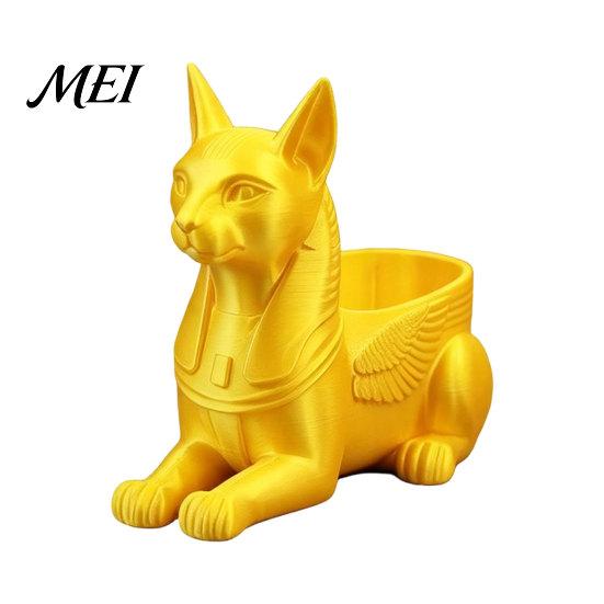 Office Desk Storage Container Egyptian Cat Statue, 3D Printed Bastet Figurine with Storage, Mythical Creature Organizer for Home Office, Collectible