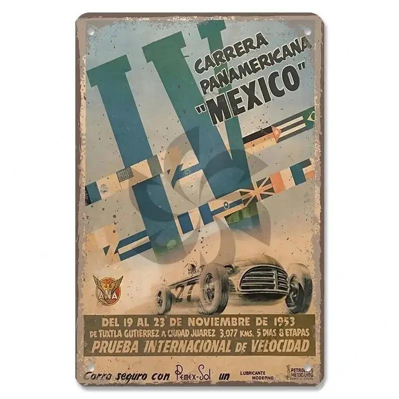 Metal Tin Signs Racing Car Plaque Metal Poster F1 Racetrack Nostalgic Vintage Metal Wall Art Decor for Garage Racing Club Home