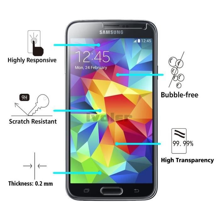 Verre Trempe Samsung Galaxy S5 - [Pack 2] Film Vitre Protection Ecran Ultra Resistant [Phonillico®]