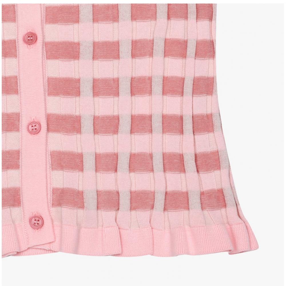 Кардиган женский MaiSon KitSun с V-образным вырезом, клетчатый, с нашивкой в виде лисенка, Ow00503kt1120