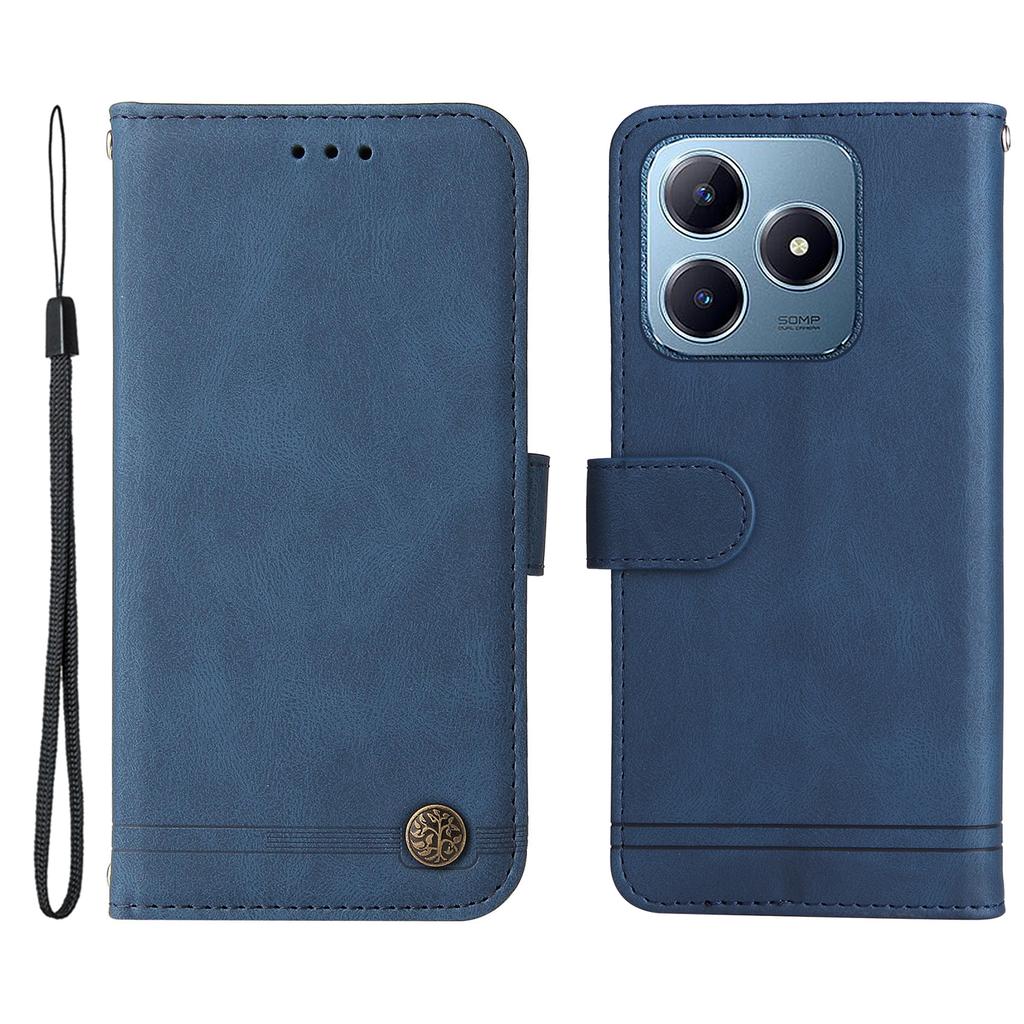 Для Realme Note 60x 4G/C63 4G/C61 4G/Note 60 Кожаные чехлы-кошельки Чехол для телефона с тактильным покрытием Подставка с ремешком