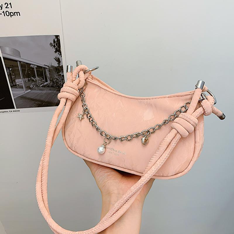 Нишевая повседневная сумка женская сумка весенняя новая красивая сумка через плечо с цепочкой модная сумка-мессенджер через полумесяц
