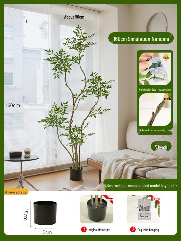 Nandina Bionics Artificial Tree: Elegant Indoor Decor, Large Potted Floor Plant