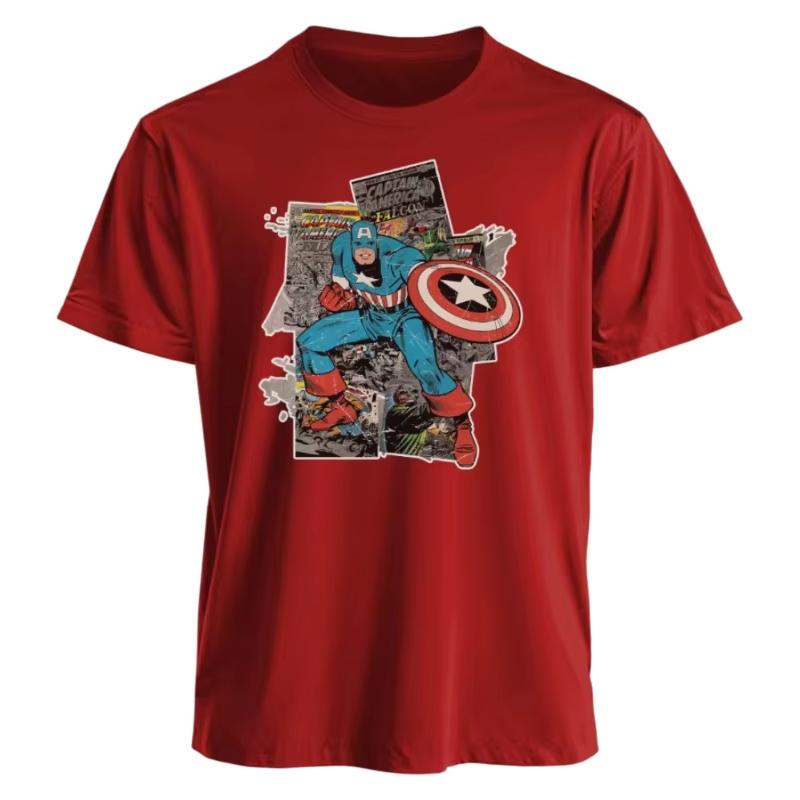 2026 Marvel TShirt Men Women Captain America All Season American Punk Harajuku Niche Oversized Short Sleeve Trendy Graphic Tee