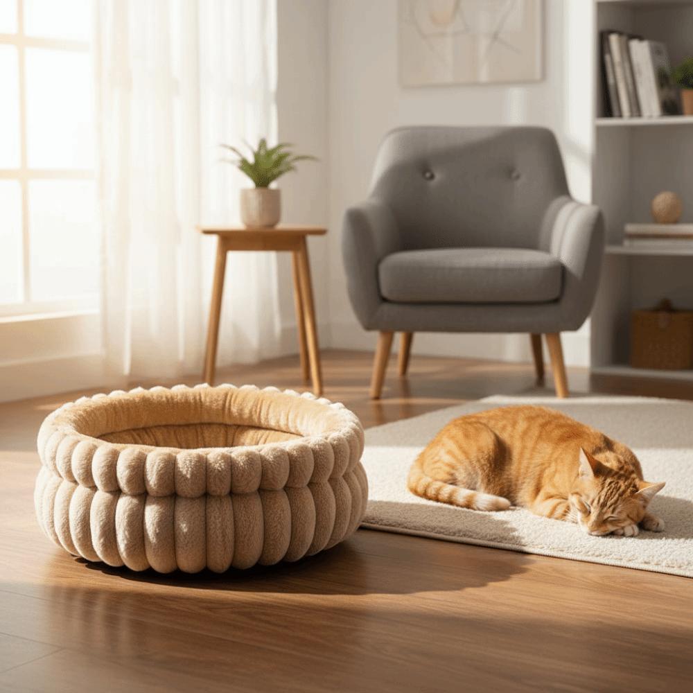 Warm Cat Sofa Bed Round Pet Sleeping Basket Dog Sleeping Mat Dog Kennel  for Cats and Dogs