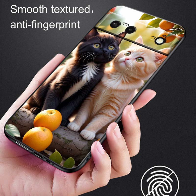 Милая мультяшная кошка Иллюстрация Чехол для телефона Для Google Pixel 10 9a 9 8A 8 7 7A 6 6A Pro XL 2024 5G Черный Мягкий ТПУ Силикон