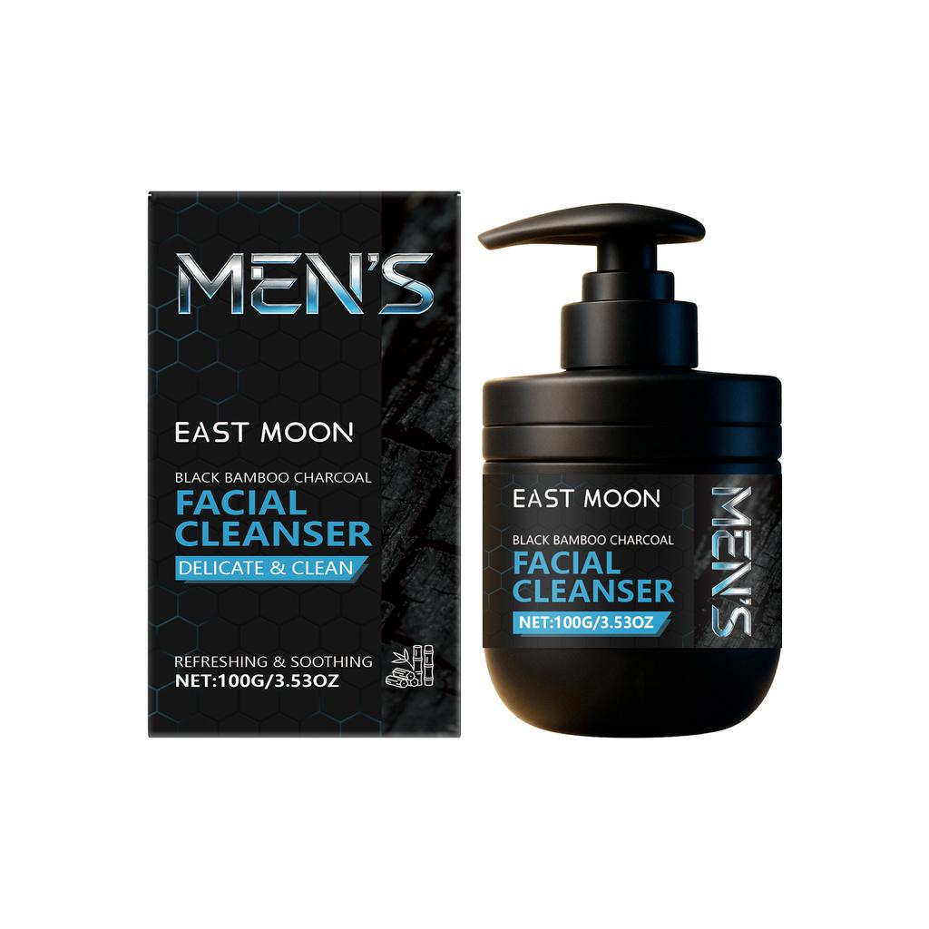 Men's Facial Cleanser Deep Cleansing Pore Oil Control with Charcoal Powder Mild Daily Cleansing Facial Refreshing Face Wash