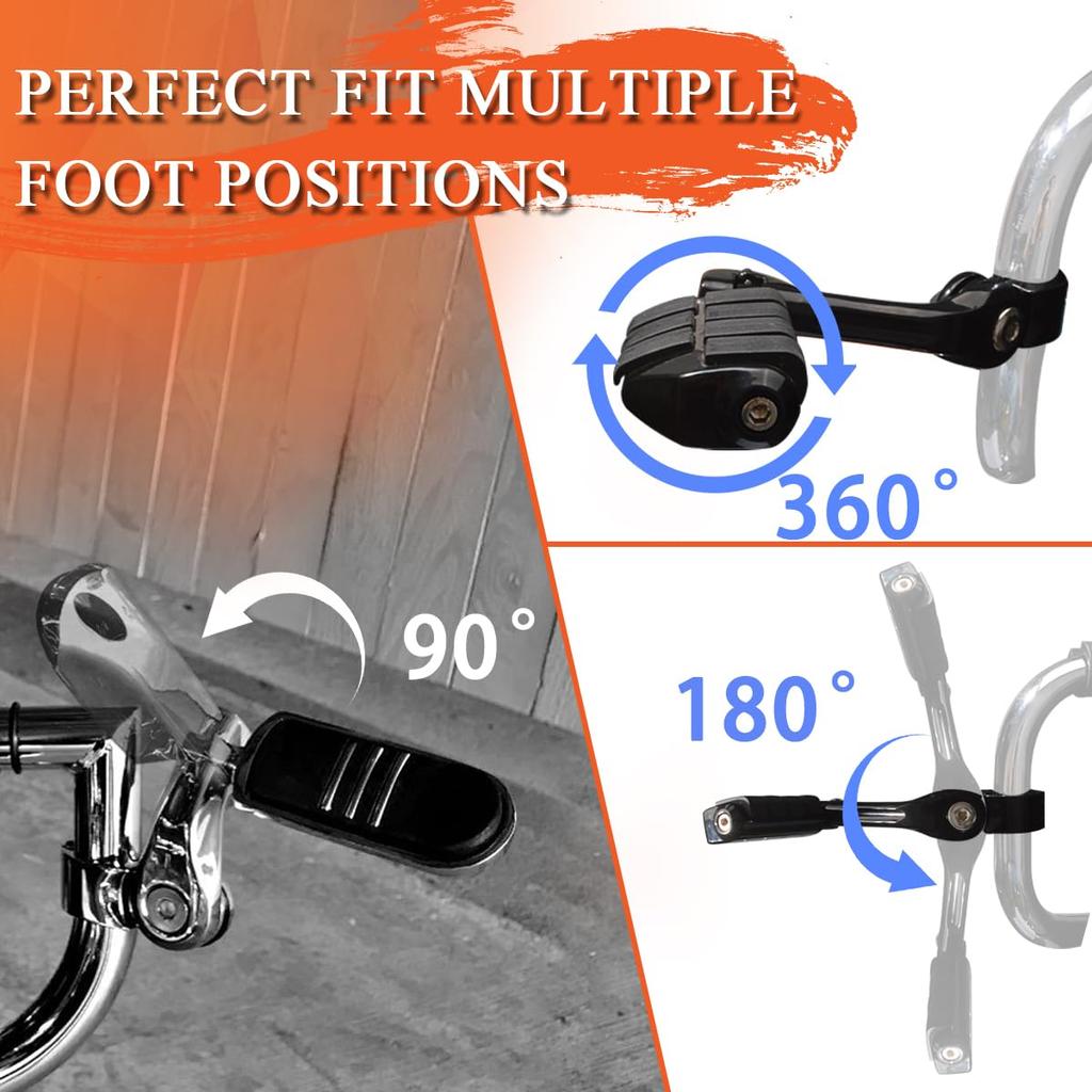 FOVPLUE Highway Foot Long Angle Adjustable Highway Pegs for Harley Street Electra Road Dyna with Engine Black 1.25" Pegs, Touring, Glide, Glide, King,