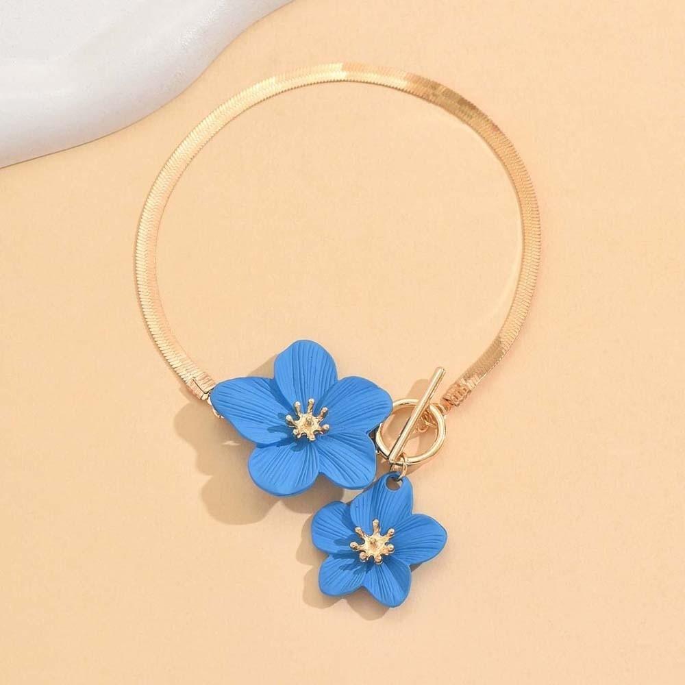 with OT Buckle Oil-Dripped Foot Chain Golden Beach Jewelry Simple Flower Pendant Anklet Women