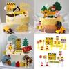 Construction Vehicle and Traffic Sign Cake Decoration Set
