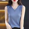 Новая мода лето без рукавов черно-белая трикотажная майка женская жилетка узкая V-образный вырез трикотажные майки майки жилеты JJ30
