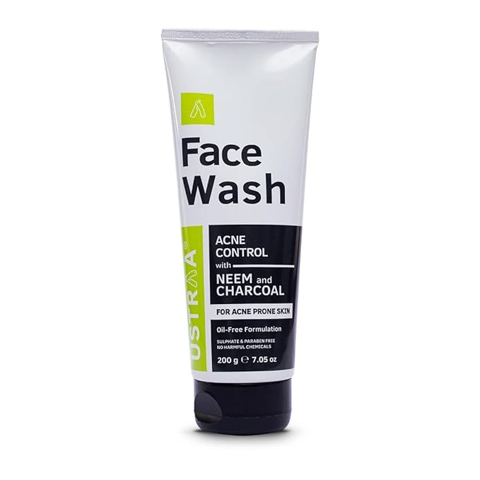 Ustraa Face Wash Acne Control - With Neem & Charcoal Face Wash - 200g - Oil Control, Prevents Acne, Especially for Oily Skin, No Sulphate, No Paraben