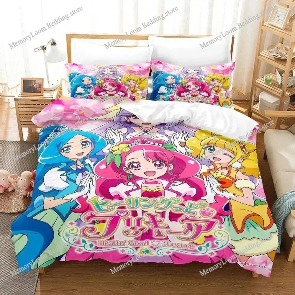 Постельное белье Pretty Cure Односпальное Двуспальное Полный Размер Queen King Размер Комплект Постельного Белья Для Взрослых Детей Спальни Пододеяльник Комплекты 3D Печать Аниме Комплект Простыней