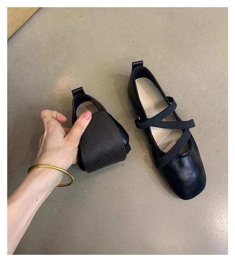 Весенние балетки женские удобные кожаные туфли 2025 женские роскошные женские туфли-лодочки с квадратным носком туфли Мэри Джейн женские туфли с двойной пряжкой