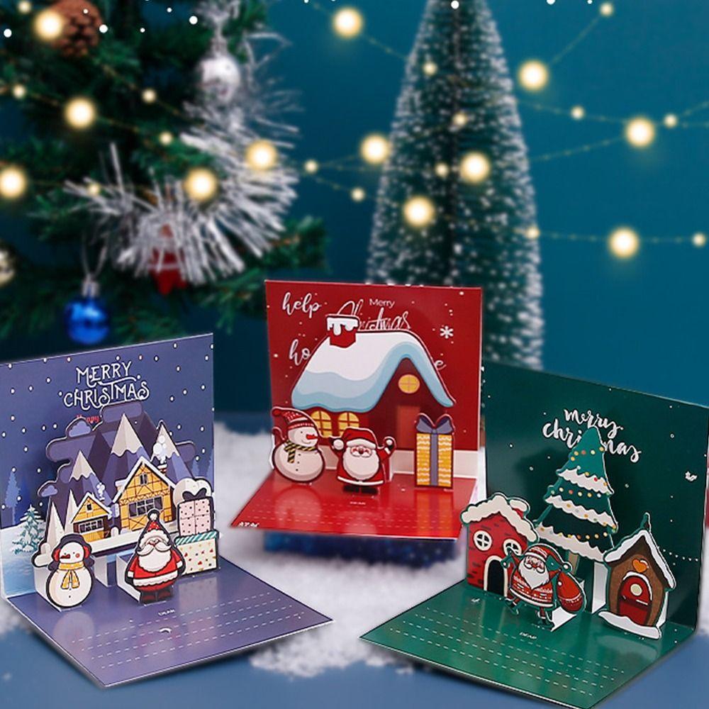 Рождественские всплывающие открытки с надписью «Спасибо», новогодние поздравительные открытки, аксессуары для вечеринок