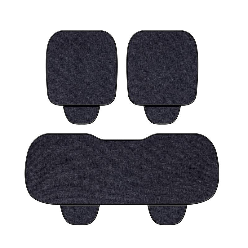 All-Season Linen Car Seat Cushion Set: Three-Piece Universal Fit for Driver/Passenger and Rear Seats