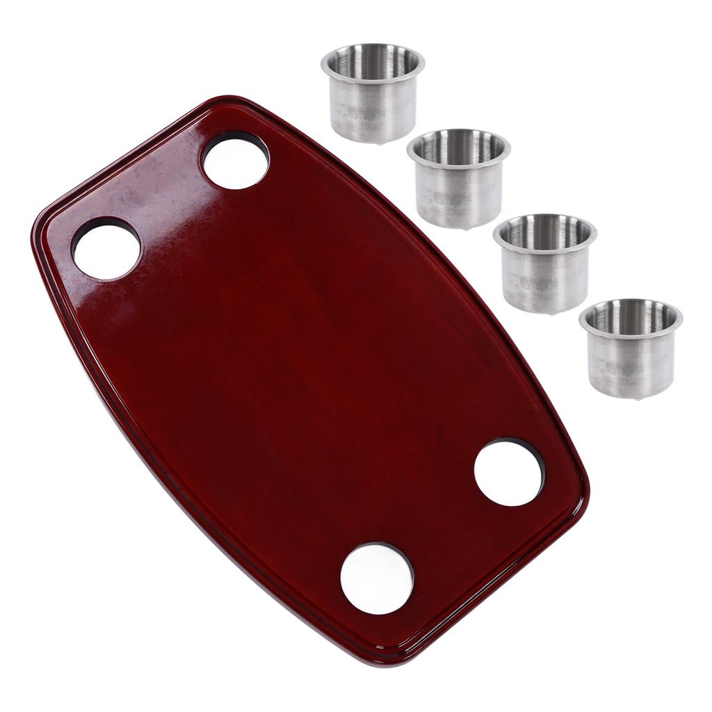 Piano Varnished Oak RV Table Top 600x380x30mm with 4 Cup Holders for Yacht Caravan Camper