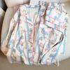 Cloud cotton new bow kitten print pajamas autumn women's long-sleeved sweet loungewear set real shot