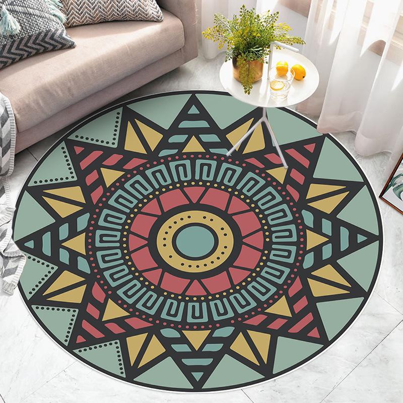 Винтажный круглый ковер для гостиной, коврик для машинной стирки, ковер с низким ворсом, коврик для двери в помещении