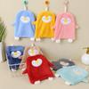 Cartoon Embroidered Thick Coral Fleece Kitchen Hand Towel with Strong Water Absorption