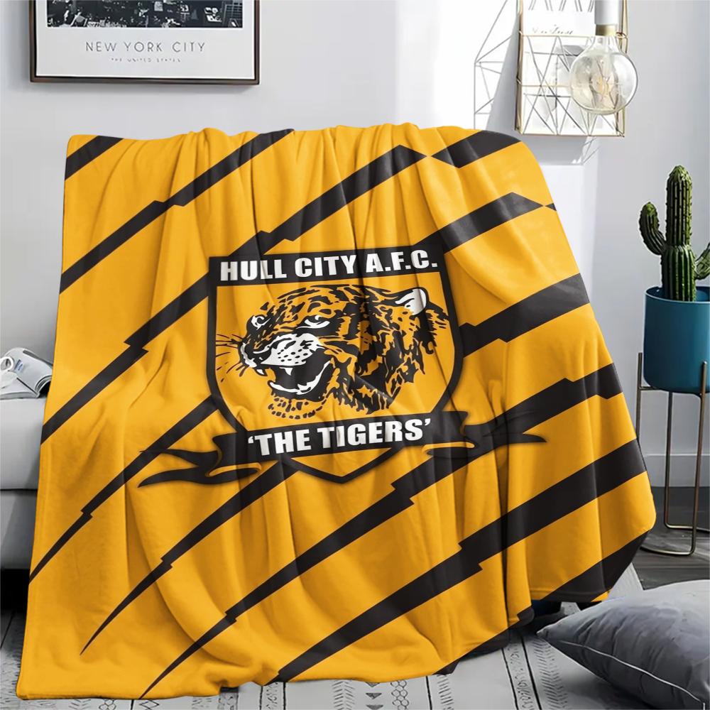 1PC Hull City FC Print Flannel Blanket, High quality Comfortable for All Seasons, Home Decor, Warmth and Comfort, Perfect for Christmas Gifts
